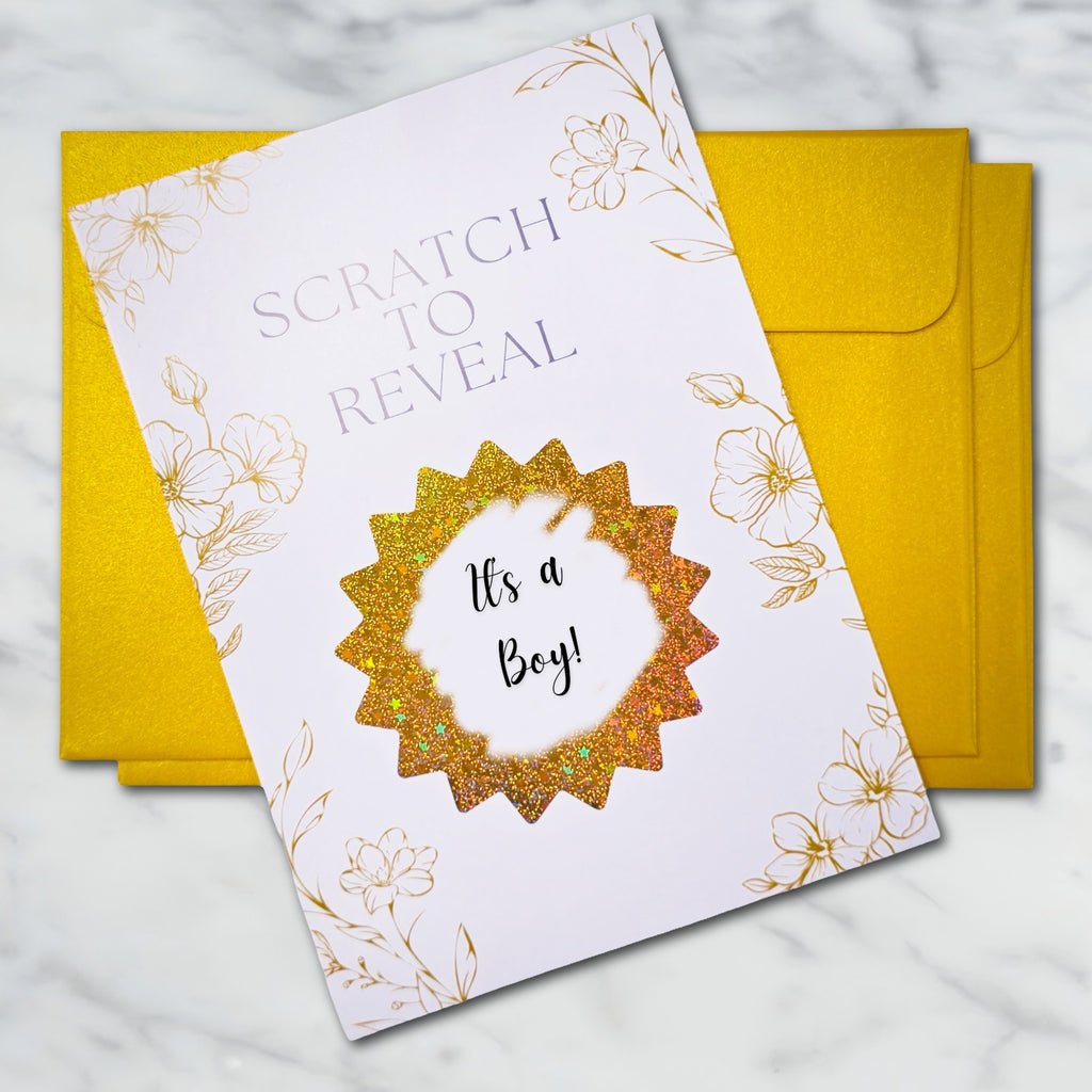 Gold Scratch to Reveal - It's a Boy! Gender Reveal