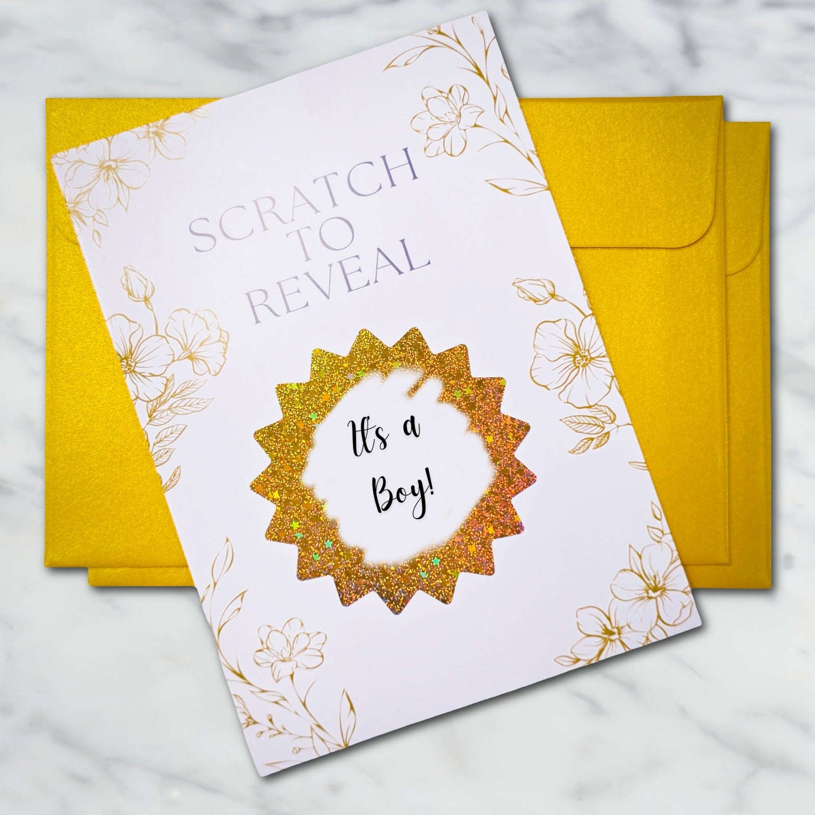 Gold Scratch to Reveal - It's a Boy! Gender Reveal