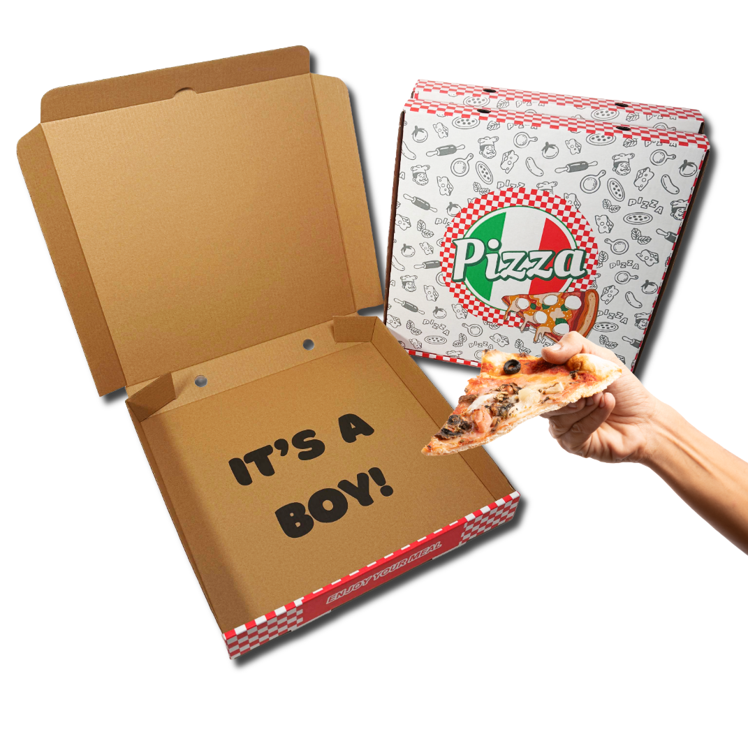Gender Reveal Pizza Box 12" - It's a Boy Gender Reveal Surprise -3 Pack