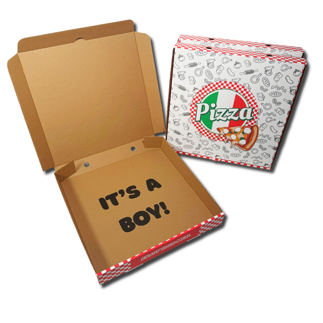 Gender Reveal Pizza Box 12" - It's a Boy Gender Reveal Surprise -3 Pack