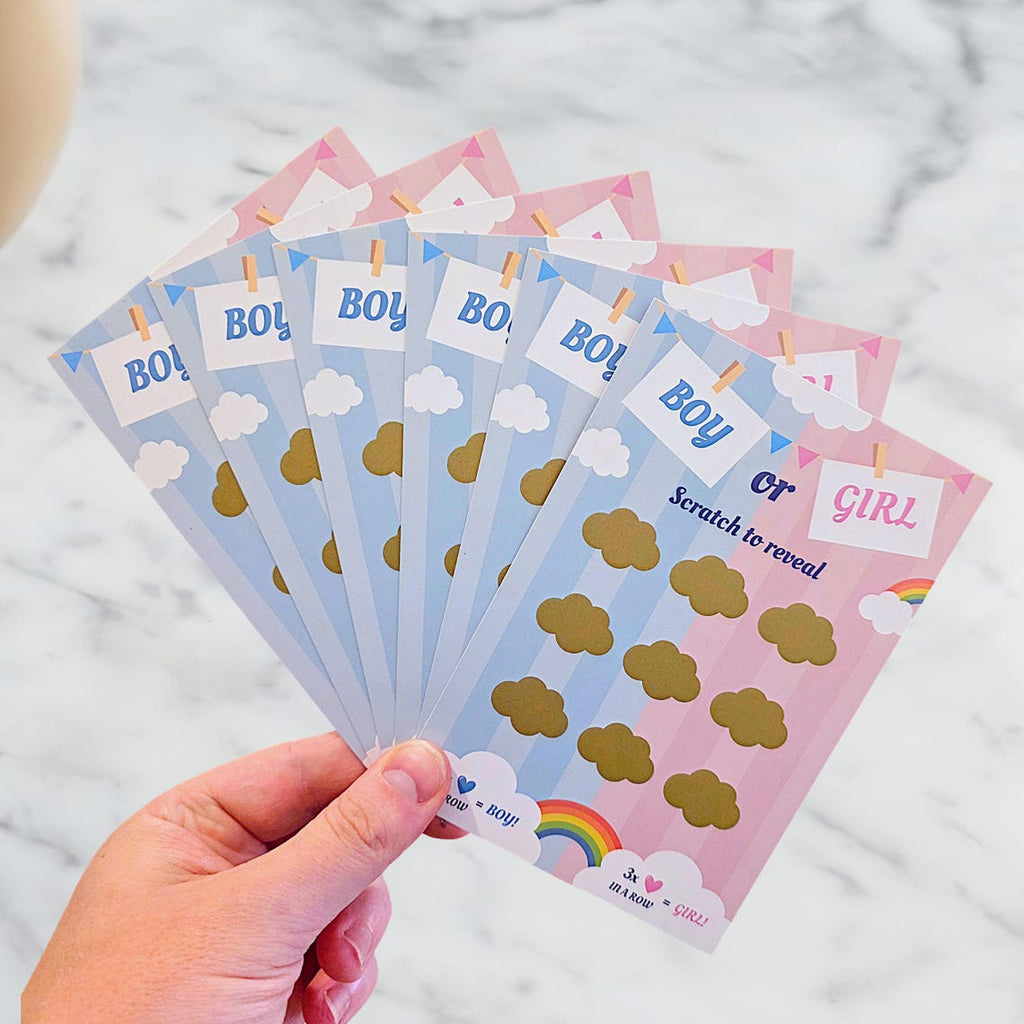 Tic Tac Toe Gender Reveal Cards - It's a Girl! - 6 Cards
