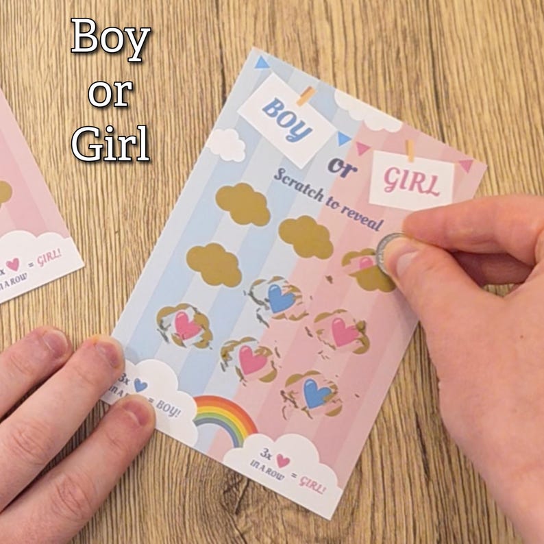 Tic Tac Toe Gender Reveal Cards - It's a Boy! - 6 Cards